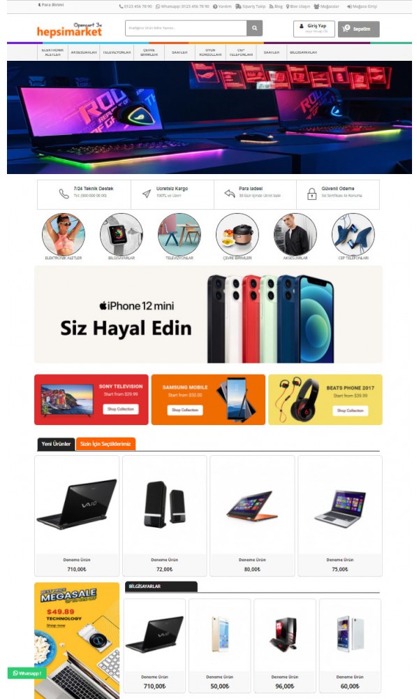 Opencart 3x HepsiMarket Tema C2C Full Paket