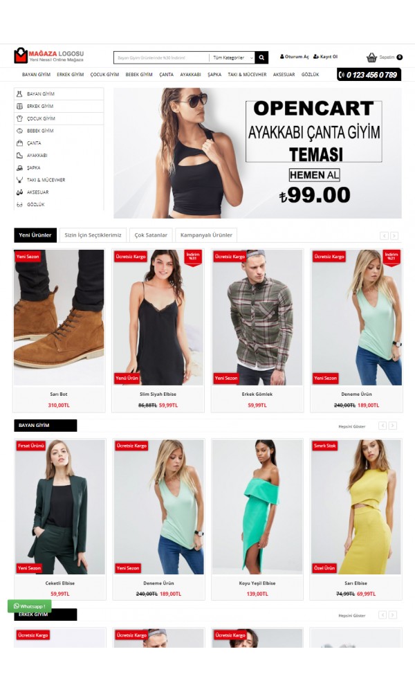 Opencart 3.x Ayakkabı Çanta Moda Teması