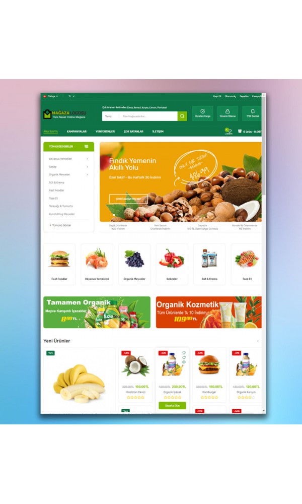 Opencart 3x Organik Ürünler Teması