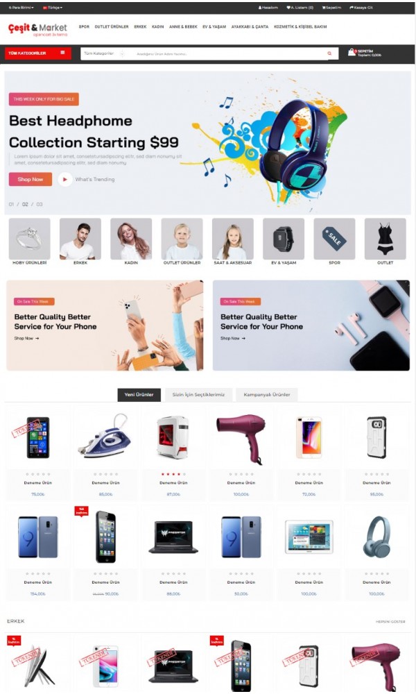 Opencart 3.x Çeşit Market 2 Tema